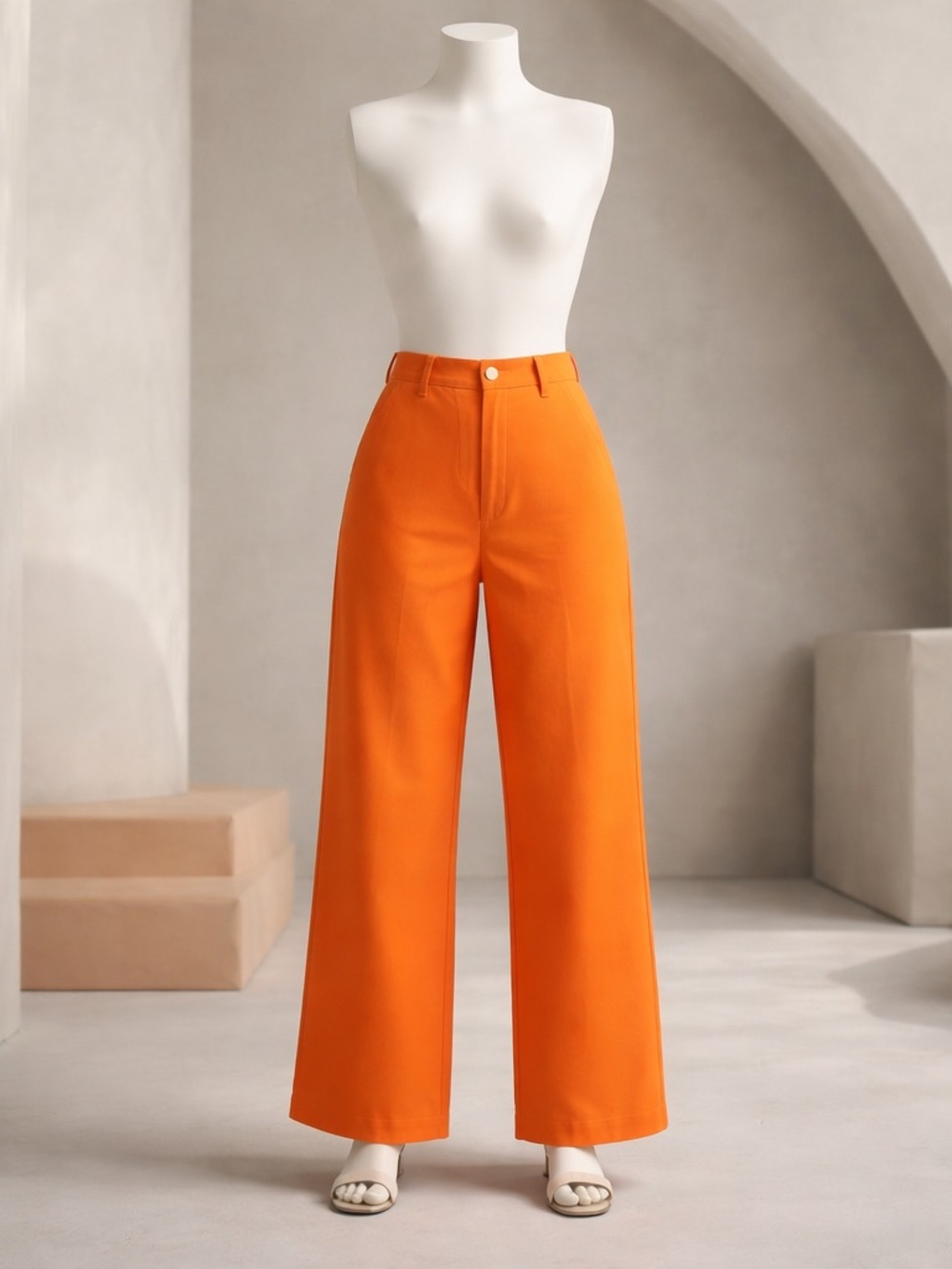 Ralph Lauren Bold Orange Wide-Leg Pants